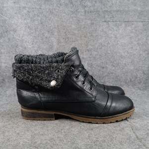 Refresh Shoes Womens 8.5 Ankle Booties Casual Lace Up Knit Collar Biker Moto